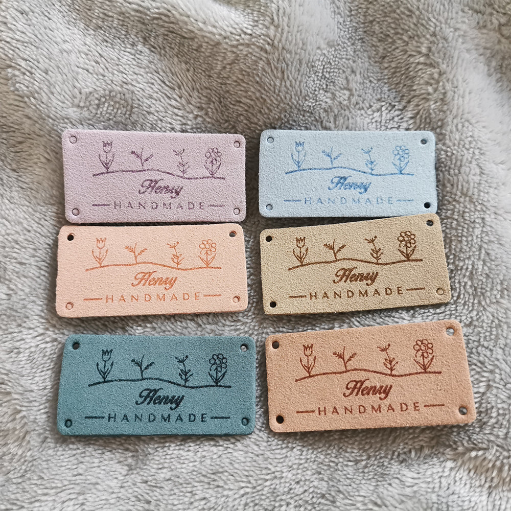 Customized Crochet Labels, Custom Microfiber Handmade Label, Tags for Handmade Items, Personalised Crochet Tags, 50x25mm