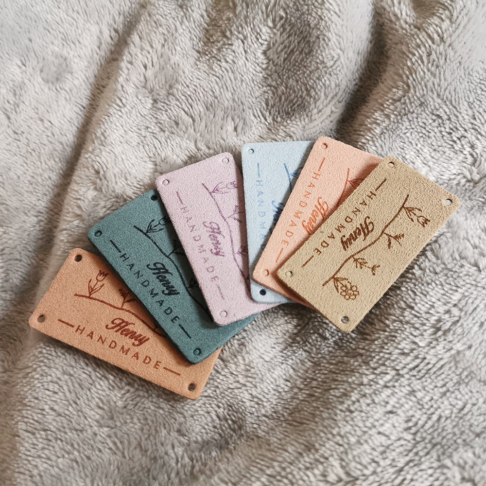 Customized Crochet Labels, Custom Microfiber Handmade Label, Tags for Handmade Items, Personalised Crochet Tags, 50x25mm