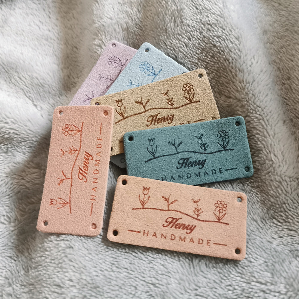 Customized Crochet Labels, Custom Microfiber Handmade Label, Tags for Handmade Items, Personalised Crochet Tags, 50x25mm
