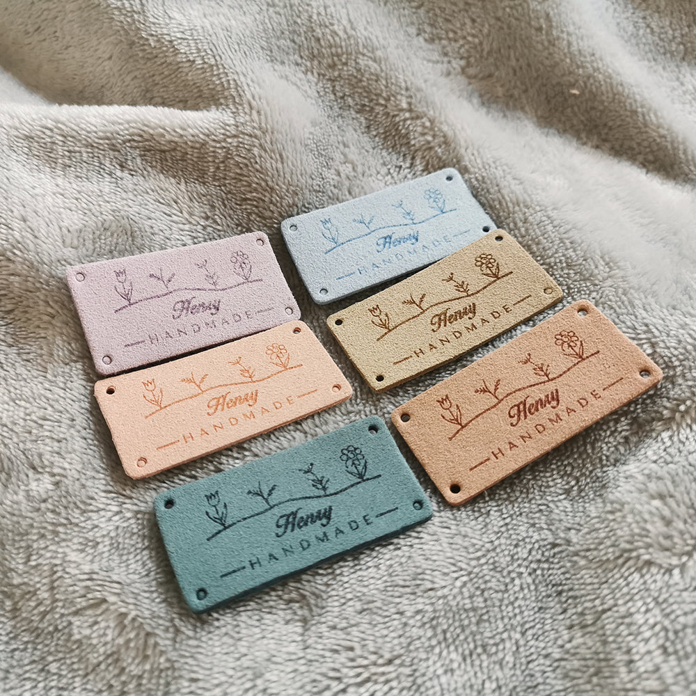 Customized Crochet Labels, Custom Microfiber Handmade Label, Tags for Handmade Items, Personalised Crochet Tags, 50x25mm