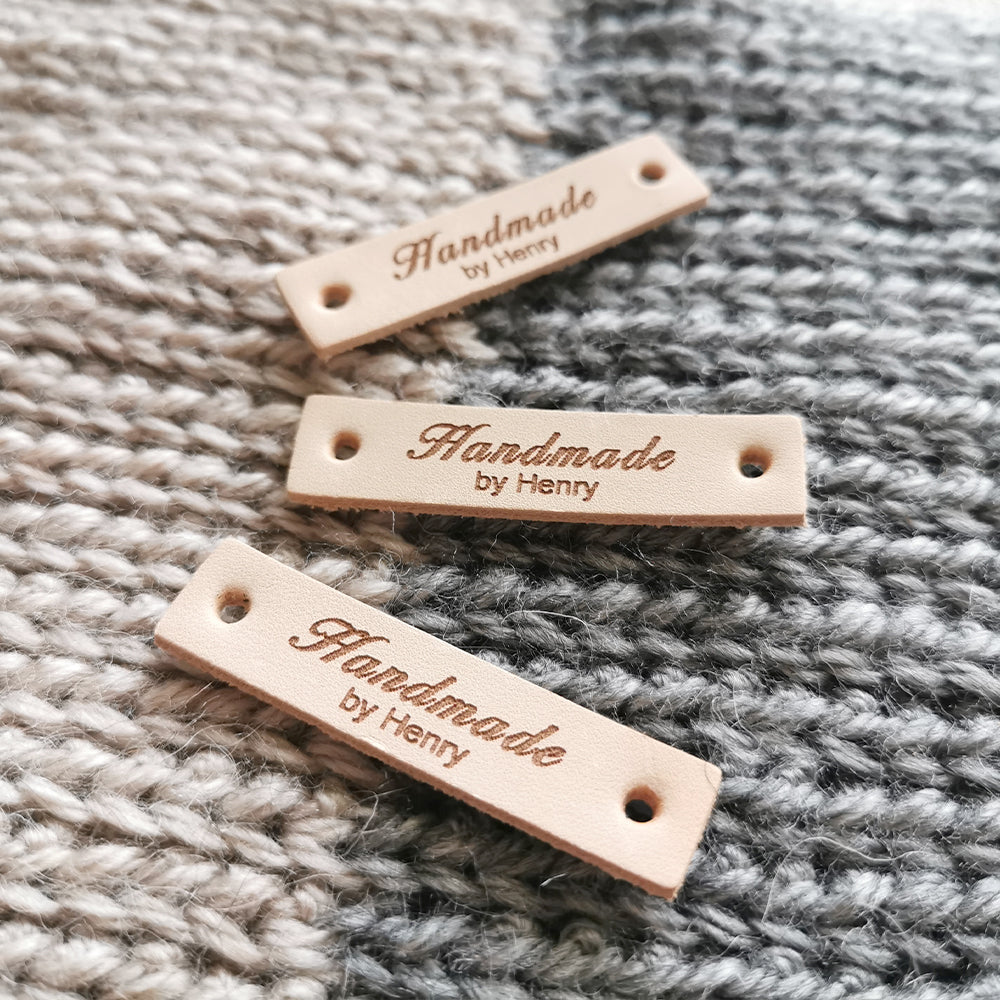 Personalized Crochet Labels, Customized Handmade Tags, Natural Leather Labels for Clothing, Custom Leather Label for Crochet, 50x12mm