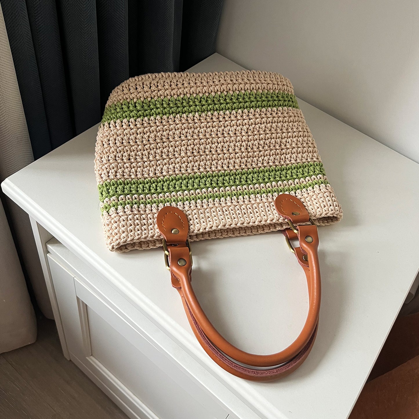 Terra Crochet Tote, Handmade Cotton Bag, Handbag Gift for Her