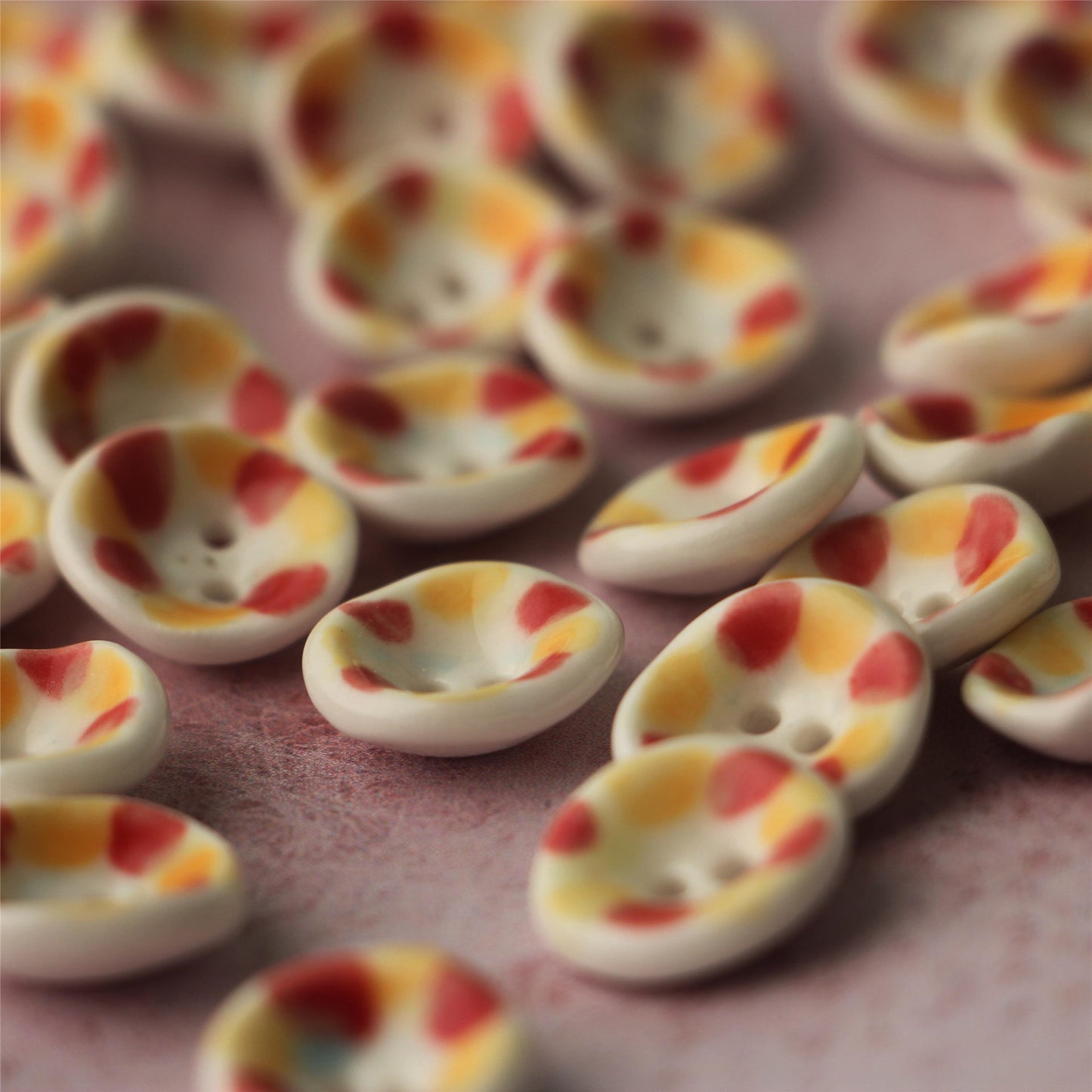 Handmade Dot Ceramic Buttons – Set of 2 for Sewing, Knitting & Crochet - 15x15mm