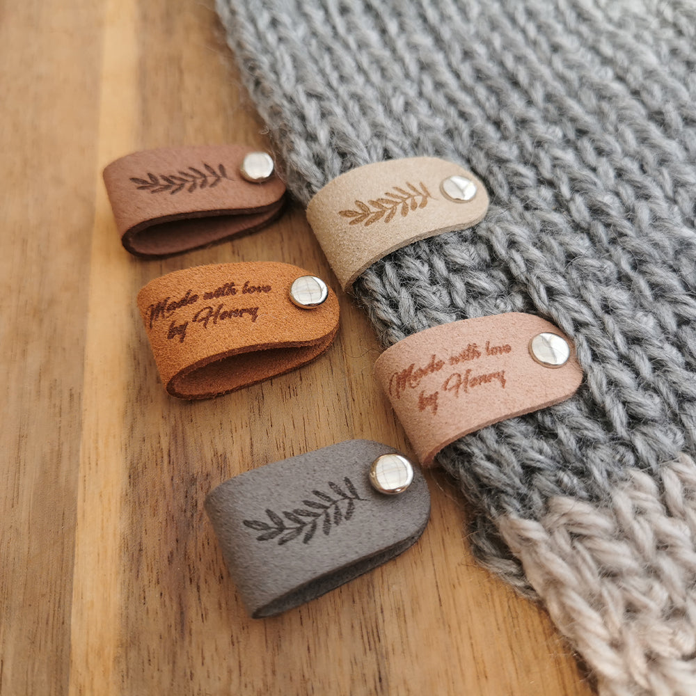 Custom Crochet Labels, Tag for Handmade Item, Custom Clothing Label, Personalised Handmade Labels (Rivets Included), 64x16mm