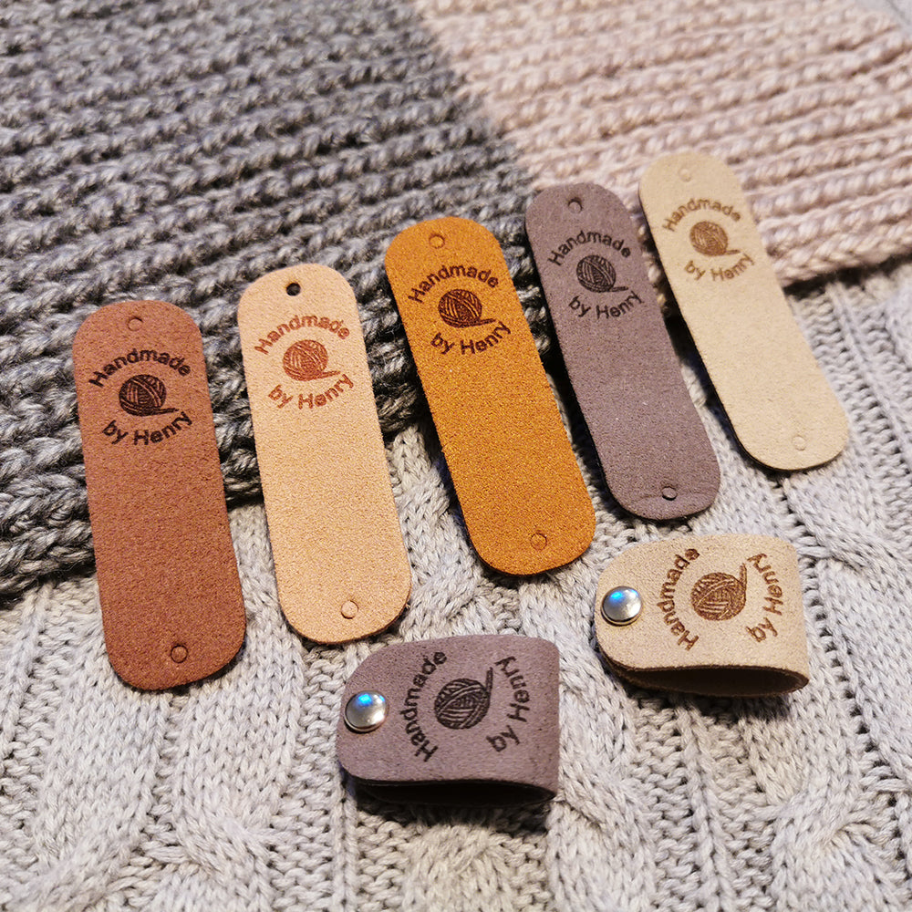 Personalized Labels for Crochet, Custom Clothing Label, Handmade Crochet Tag, Craft Tags, Personalised Handmade Labels (Rivets Included), 64x20mm