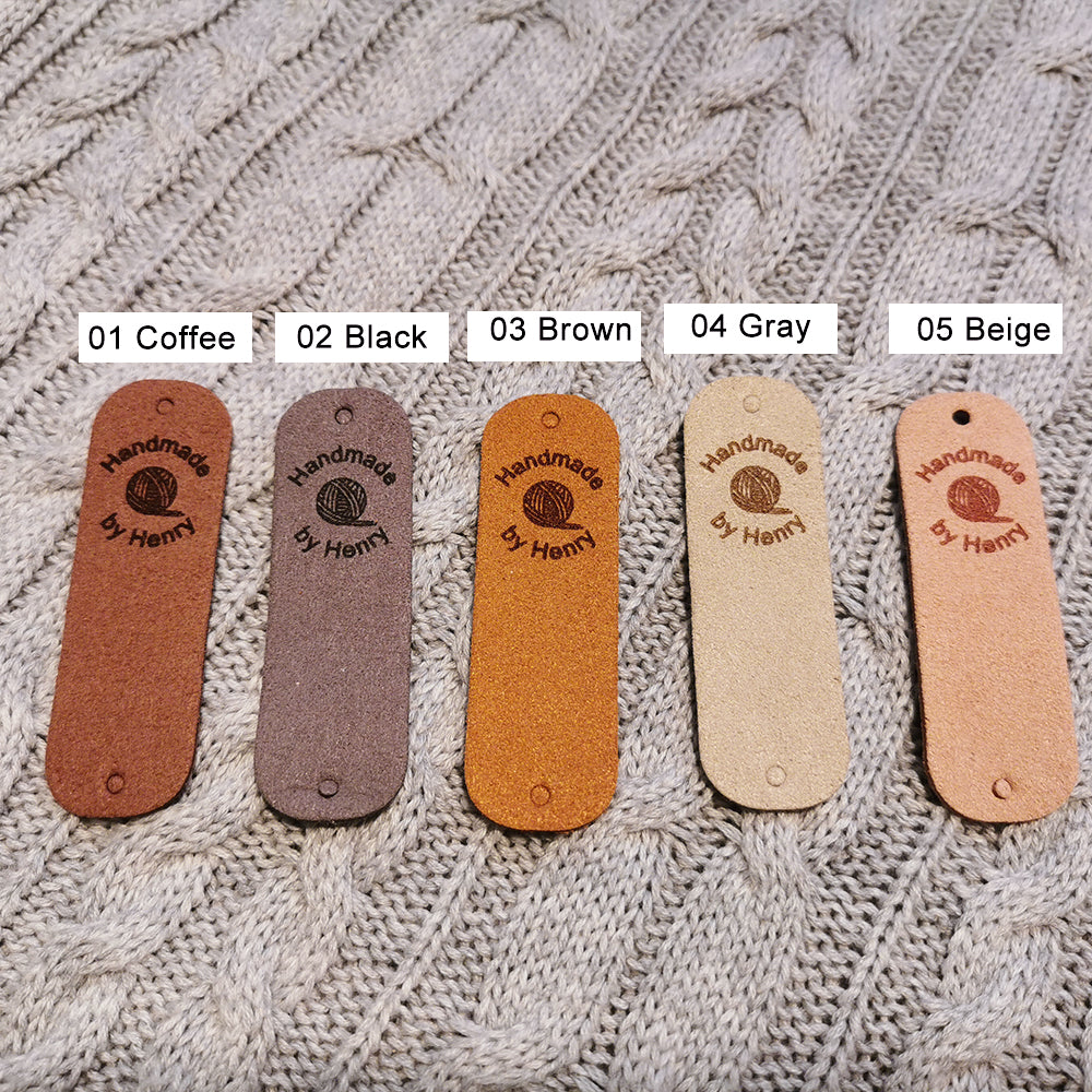 Personalized Labels for Crochet, Custom Clothing Label, Handmade Crochet Tag, Craft Tags, Personalised Handmade Labels (Rivets Included), 64x20mm