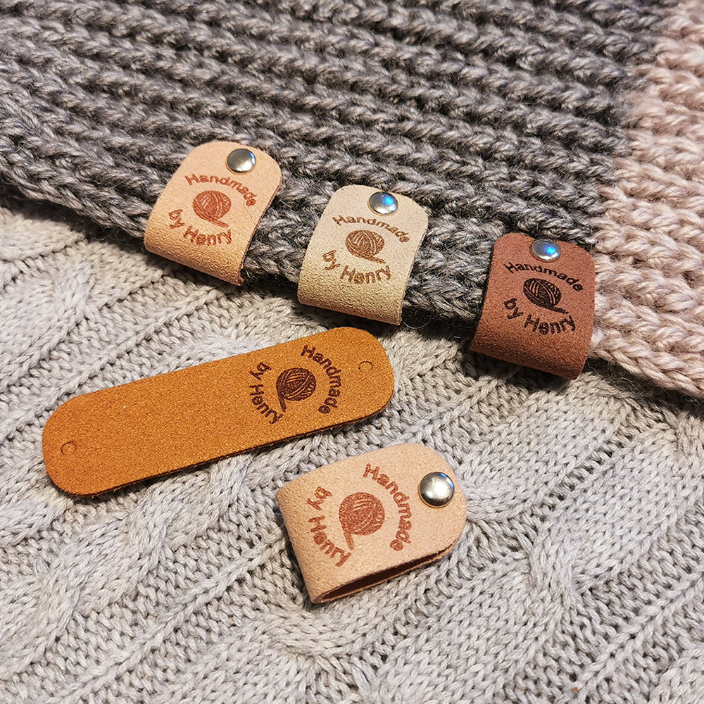 Personalized Labels for Crochet, Custom Clothing Label, Handmade Crochet Tag, Craft Tags, Personalised Handmade Labels (Rivets Included), 64x20mm