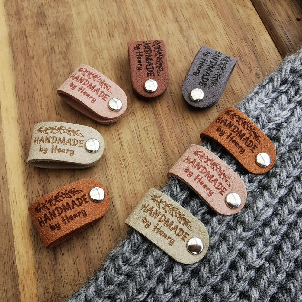 Custom Labels for Crochet, Tag for Handmade Item, Custom Clothing Label, Personalised Handmade Labels (Rivets Included), 64x16mm
