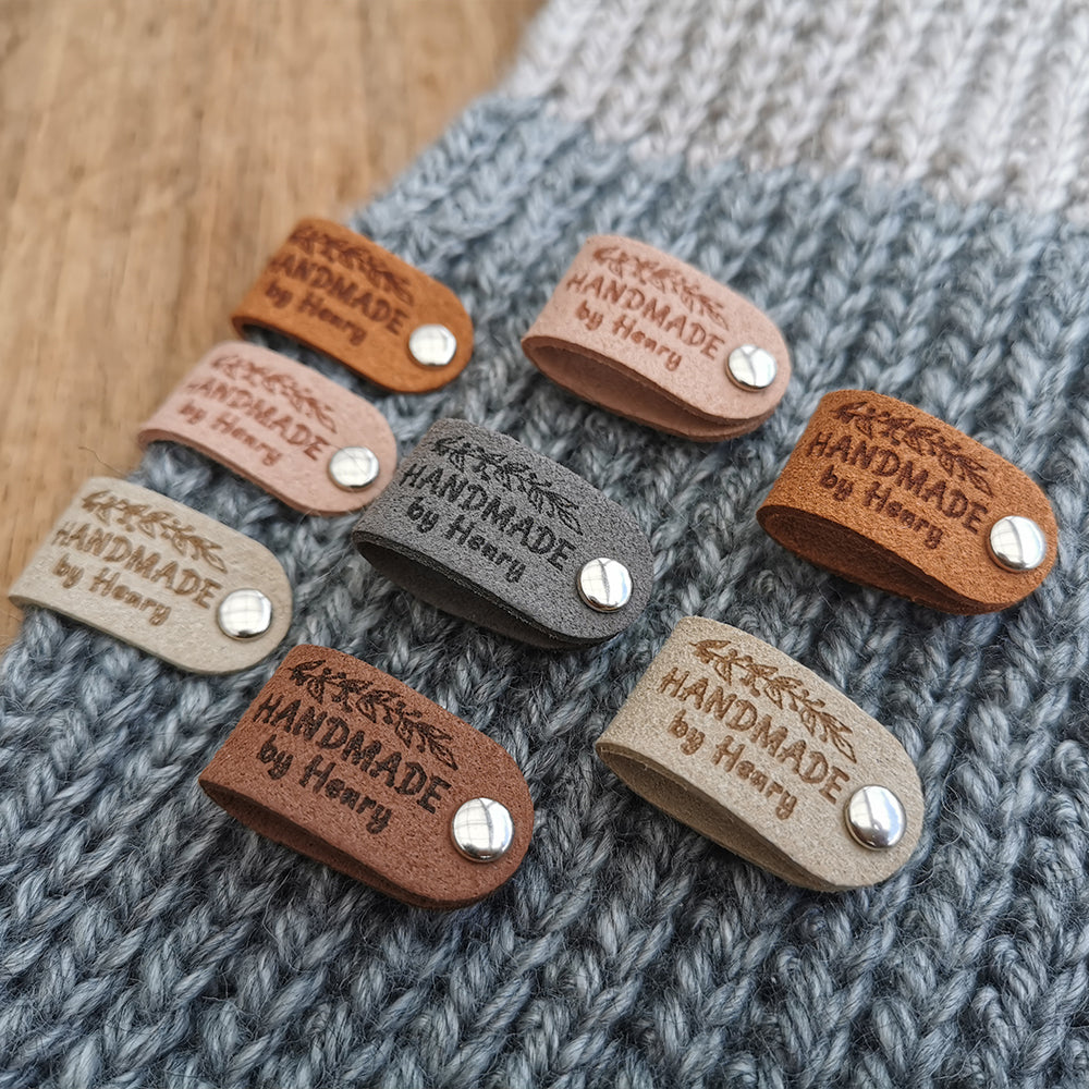 Custom Labels for Crochet, Tag for Handmade Item, Custom Clothing Label, Personalised Handmade Labels (Rivets Included), 64x16mm