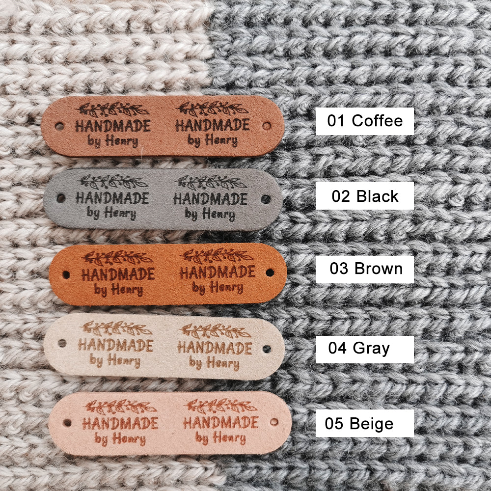 Custom Labels for Crochet, Tag for Handmade Item, Custom Clothing Label, Personalised Handmade Labels (Rivets Included), 64x16mm