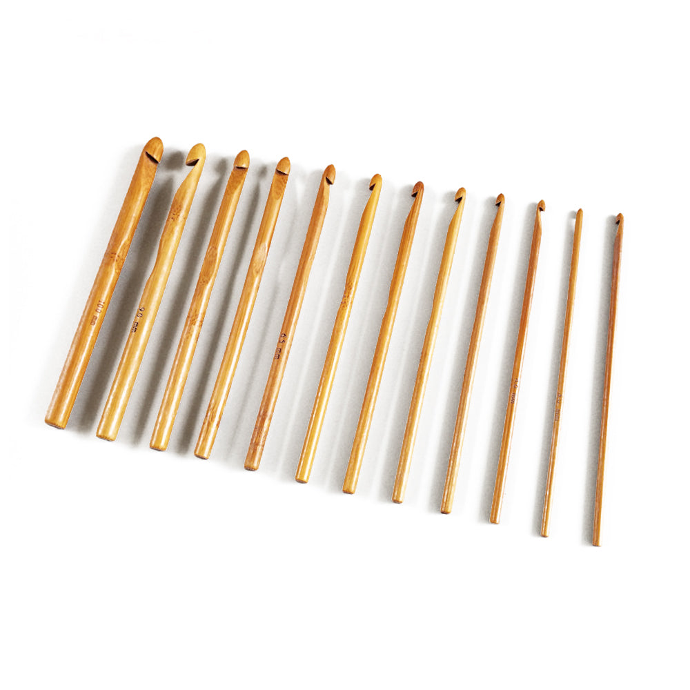 Bamboo Crochet Hooks, 12 Sets, 3mm-10mm