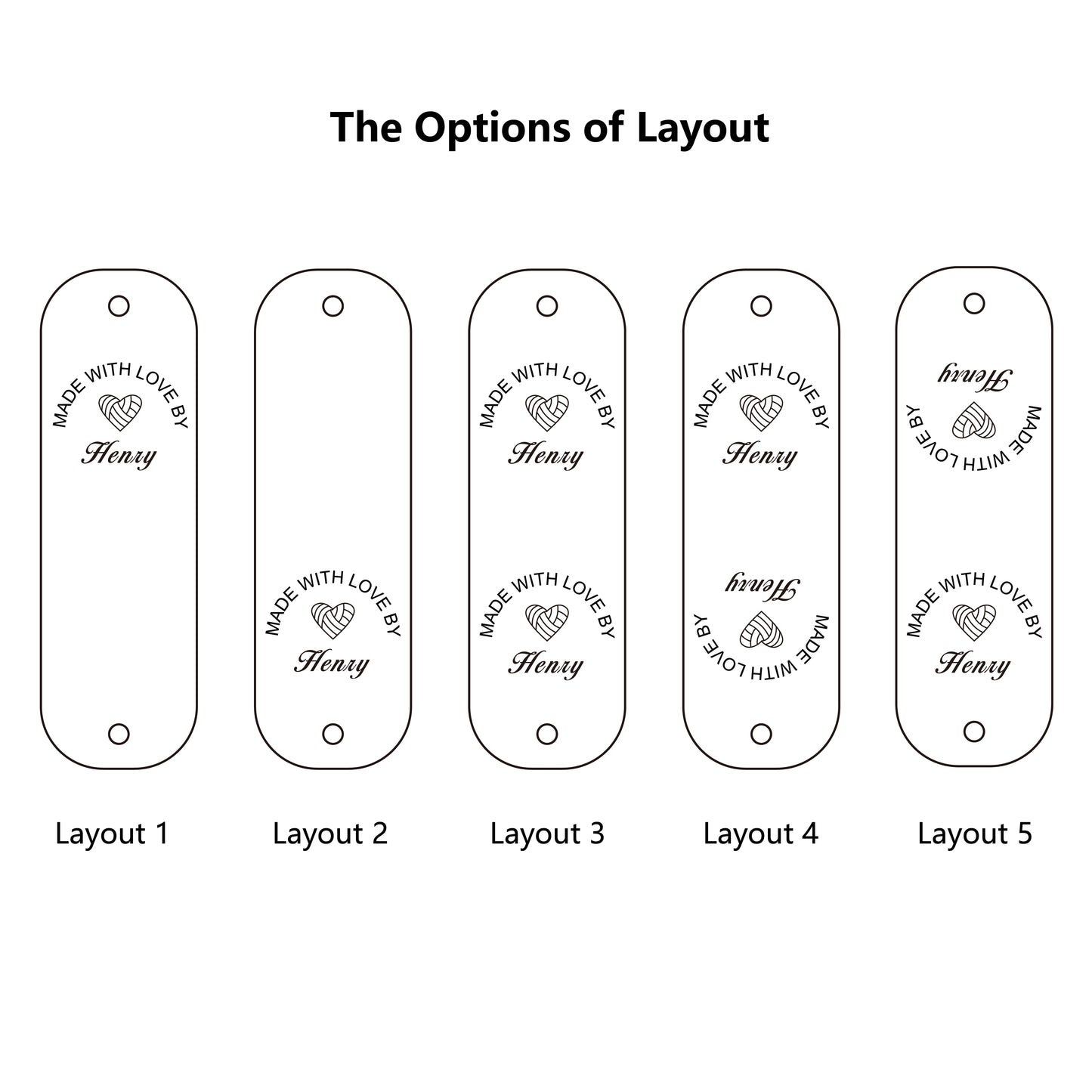 Labels for Handmade Items, Personalised Leather Tags, Custom Leather Labels, Made With Love Labels (Rivets Included), 64x20mm