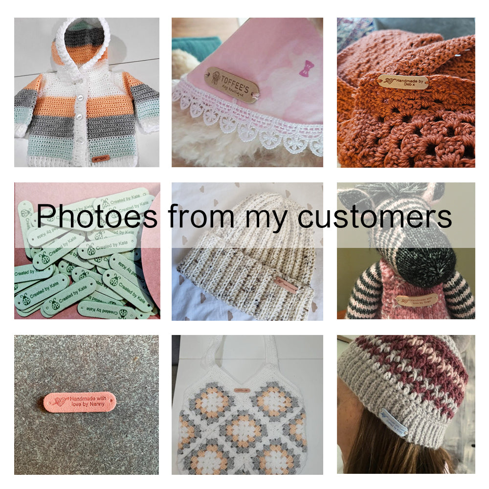 Personalised Handmade Tags, Custom Crochet Tags, Fabric Label for Handmade Item, 45x12mm