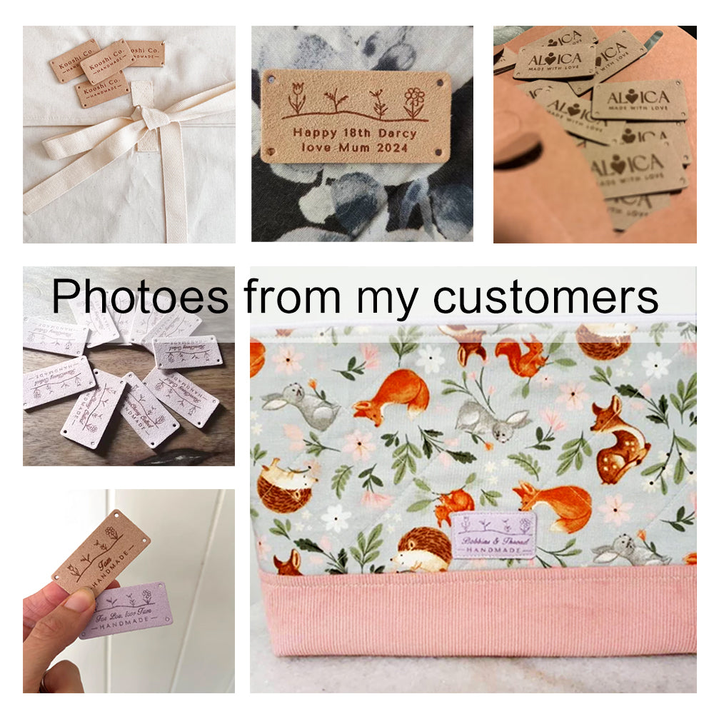 Customized Crochet Labels, Custom Microfiber Handmade Label, Tags for Handmade Items, Personalised Crochet Tags, 50x25mm