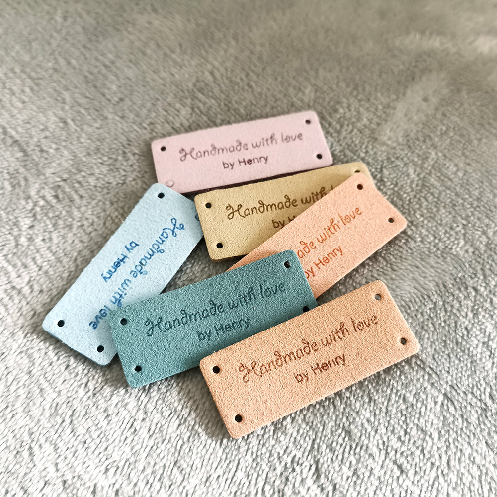 Custom Microfiber Handmade Label, Label for Handmade Item, Personalised Crochet Labels, 48x20mm