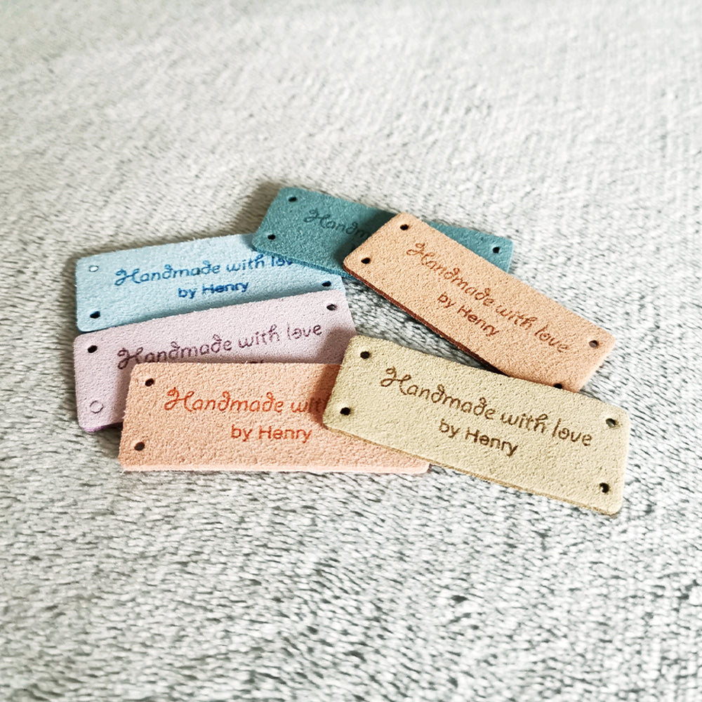 Custom Microfiber Handmade Label, Label for Handmade Item, Personalised Crochet Labels, 48x20mm
