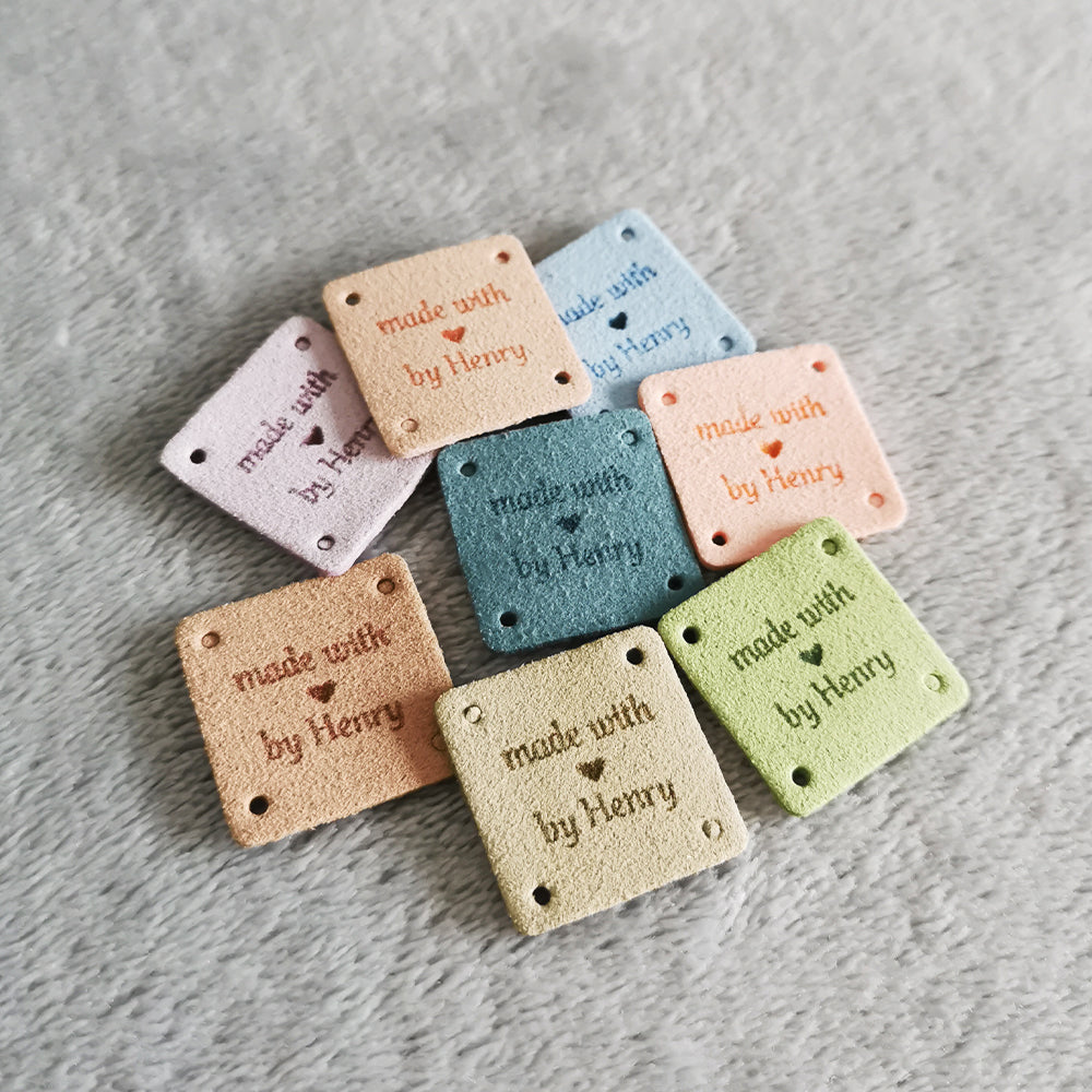 Personalised Square Labels, Custom Crochet Tag, Fabric Label for Handmade Item, 25x25mm