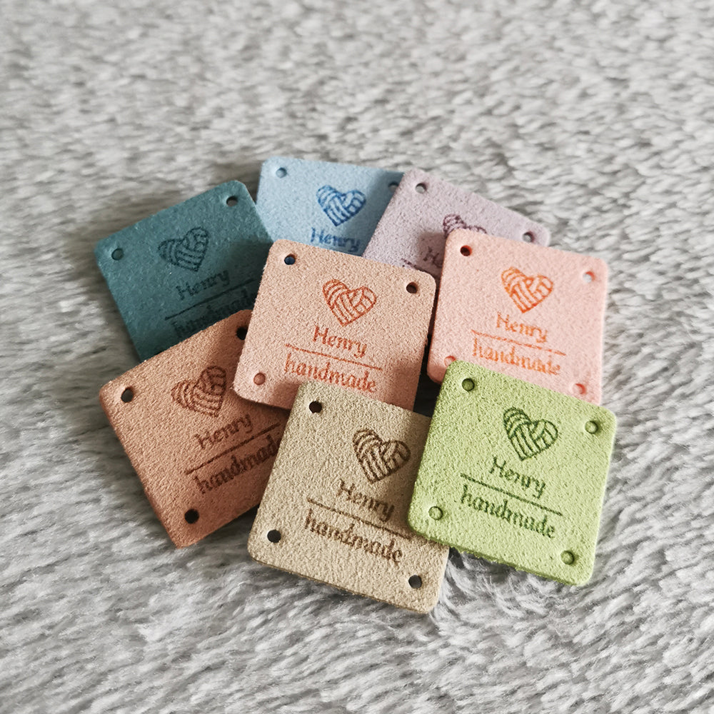 Personalised Square Labels, Custom Crochet Labels, Fabric Label for Handmade Item, 25x25mm