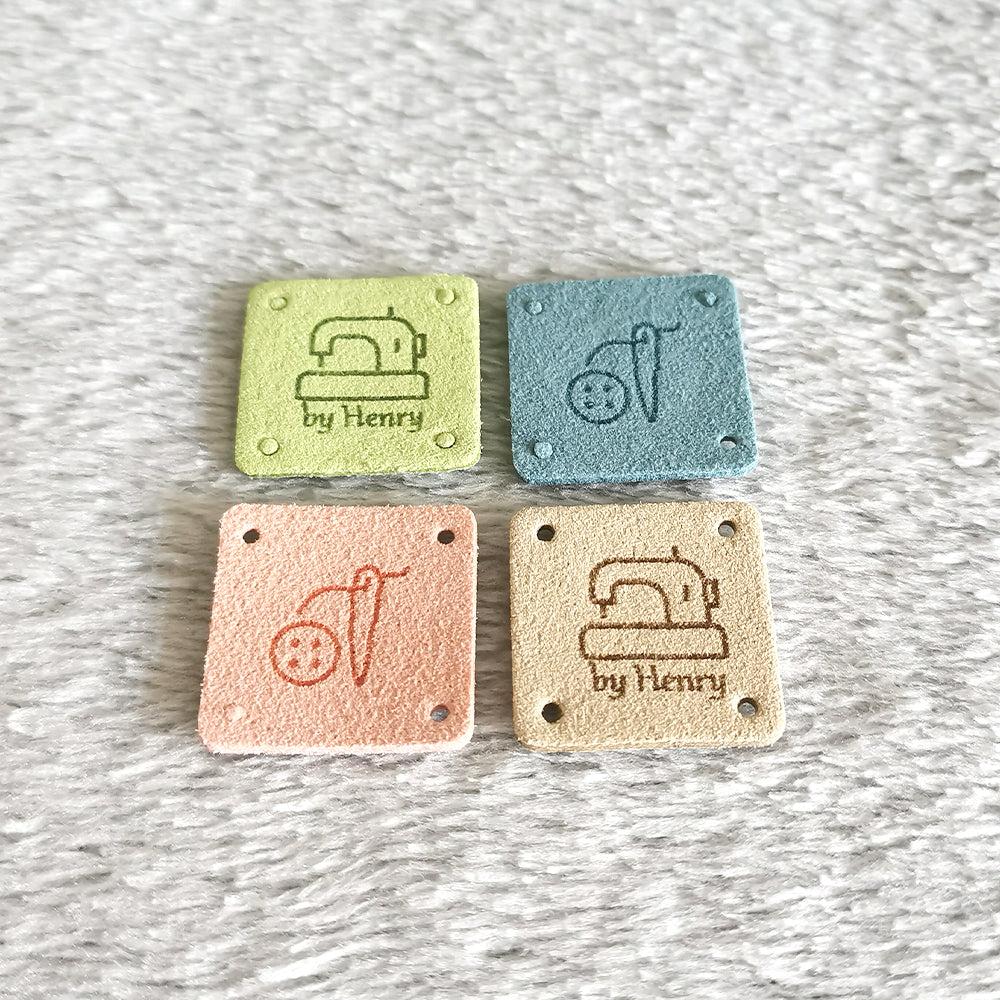 Personalised Logo Labels, Personalised Square Labels, Custom Crochet Labels, Fabric Label for Handmade Item, 25x25mm