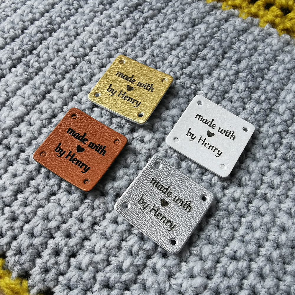 Personalised Square Leather Tags, Custom Tags for Crochet, Made With L –  Henry Design Studio