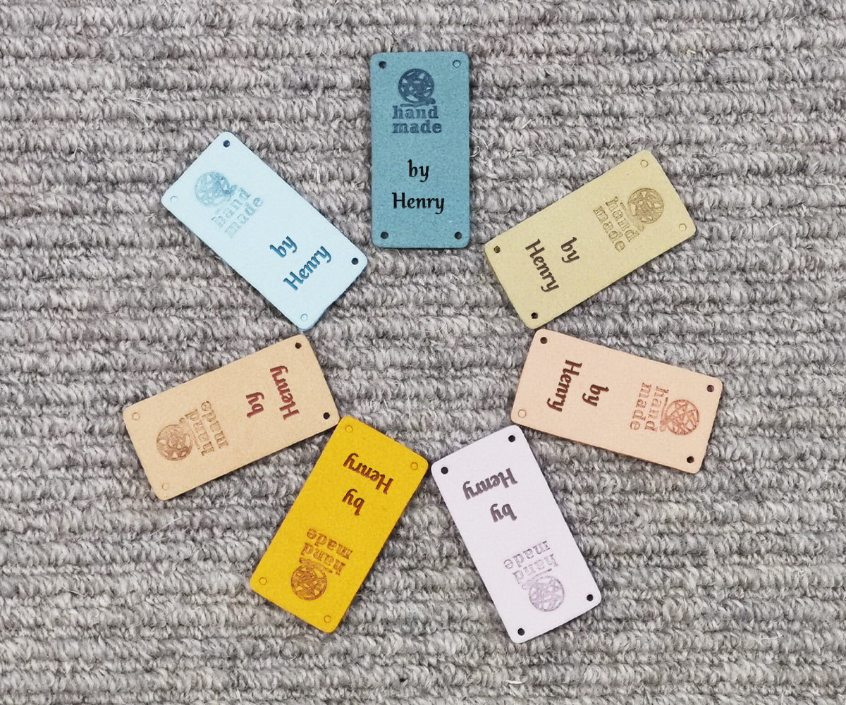 Personalised Crochet Tags, Custom Fabric Handmade Label, Handmade Knitting Tags, 50x25mm