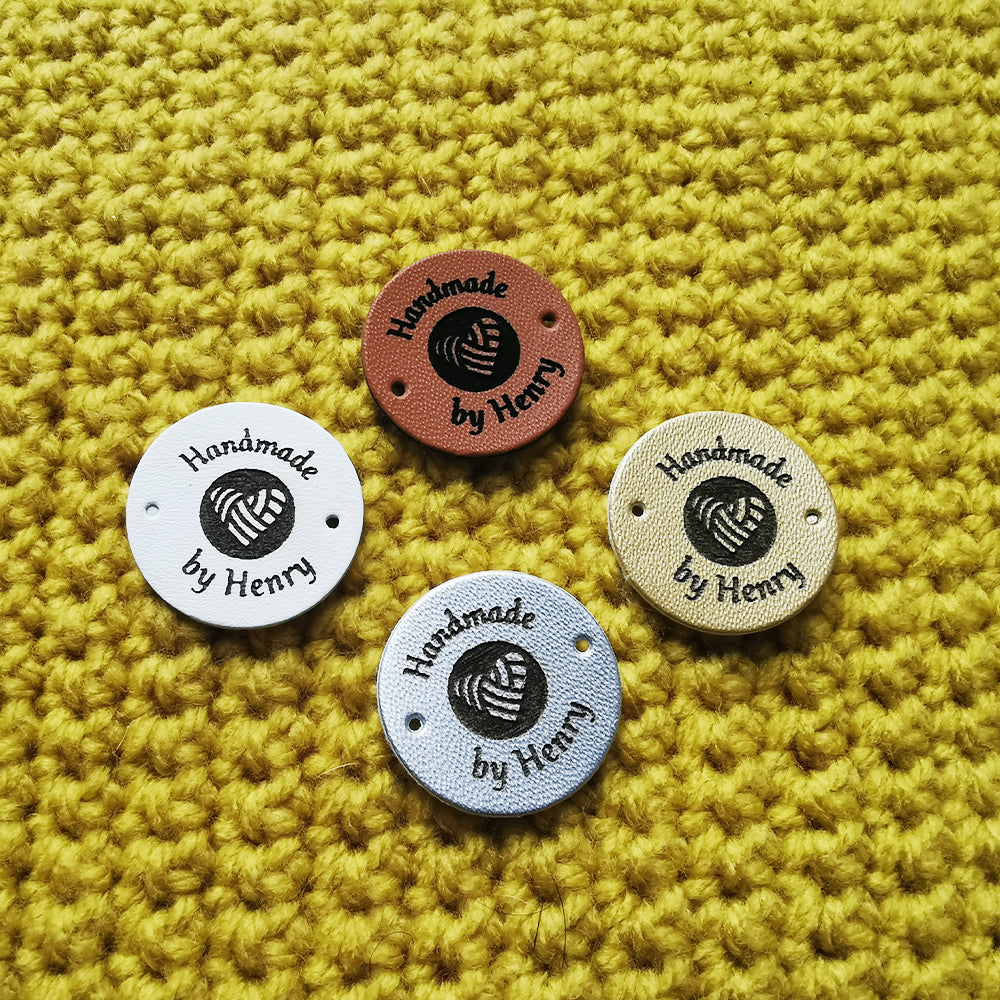 Personalised Leather Tags, Custom Tags for Crochet, Leather Labels