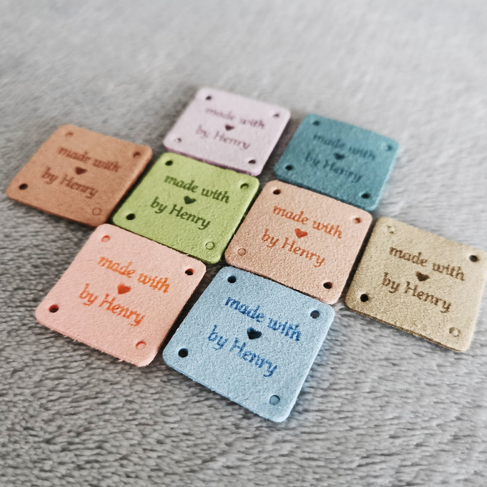 Personalised Square Labels, Custom Crochet Tag, Fabric Label for Handmade Item, 25x25mm