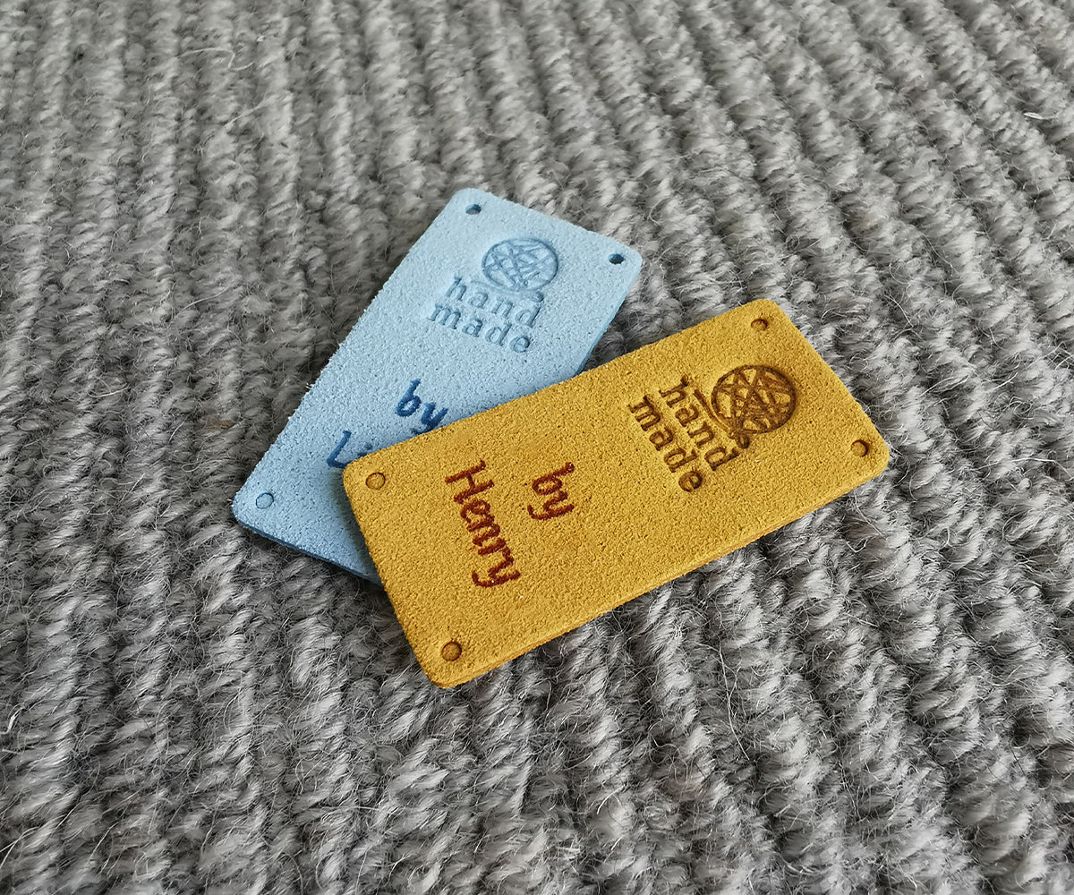 Personalised Crochet Tags, Custom Fabric Handmade Label, Handmade Knitting Tags, 50x25mm