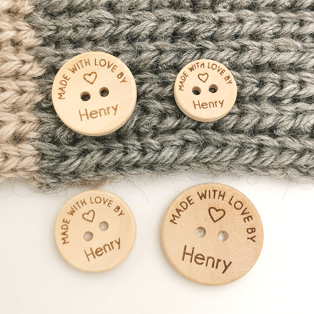 Engraved Buttons for Crochet, Customized Wooden Buttons, Personalized Buttons for Handmade Knitting