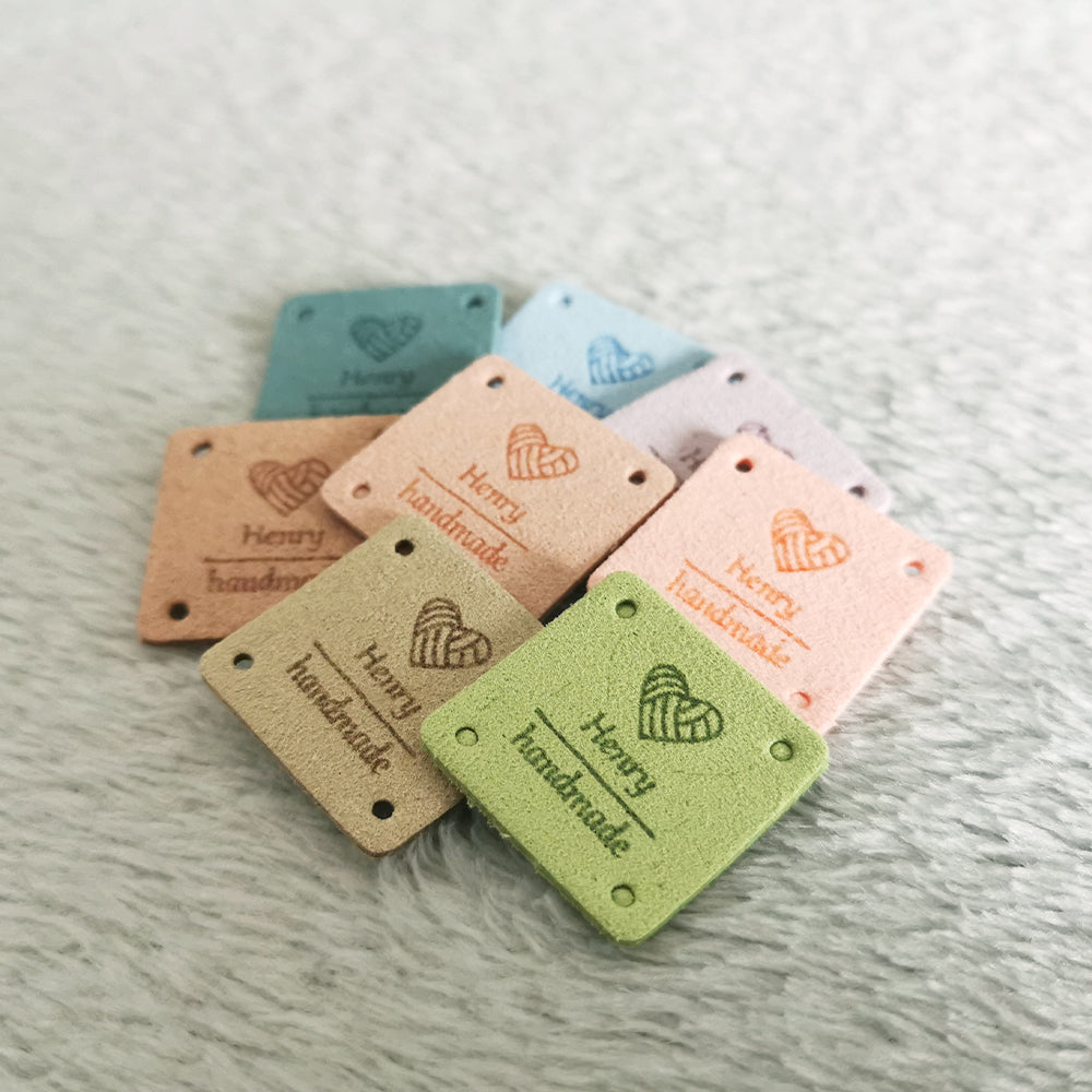 Personalised Square Labels, Custom Crochet Labels, Fabric Label for Handmade Item, 25x25mm