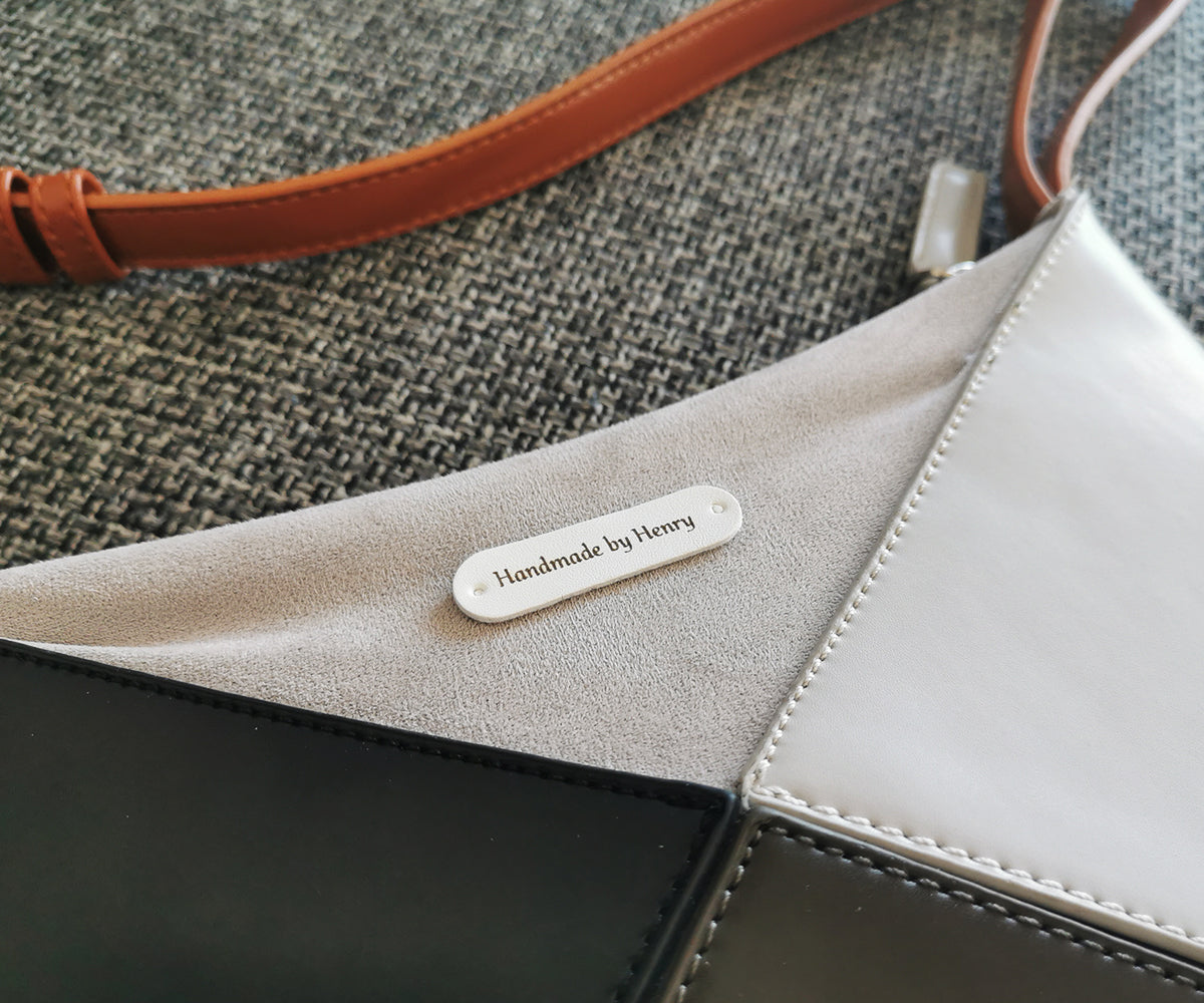 Personalised Crochet Tags, Custom Leather Handmade Label, Handmade Knitting Tags, 45x12mm