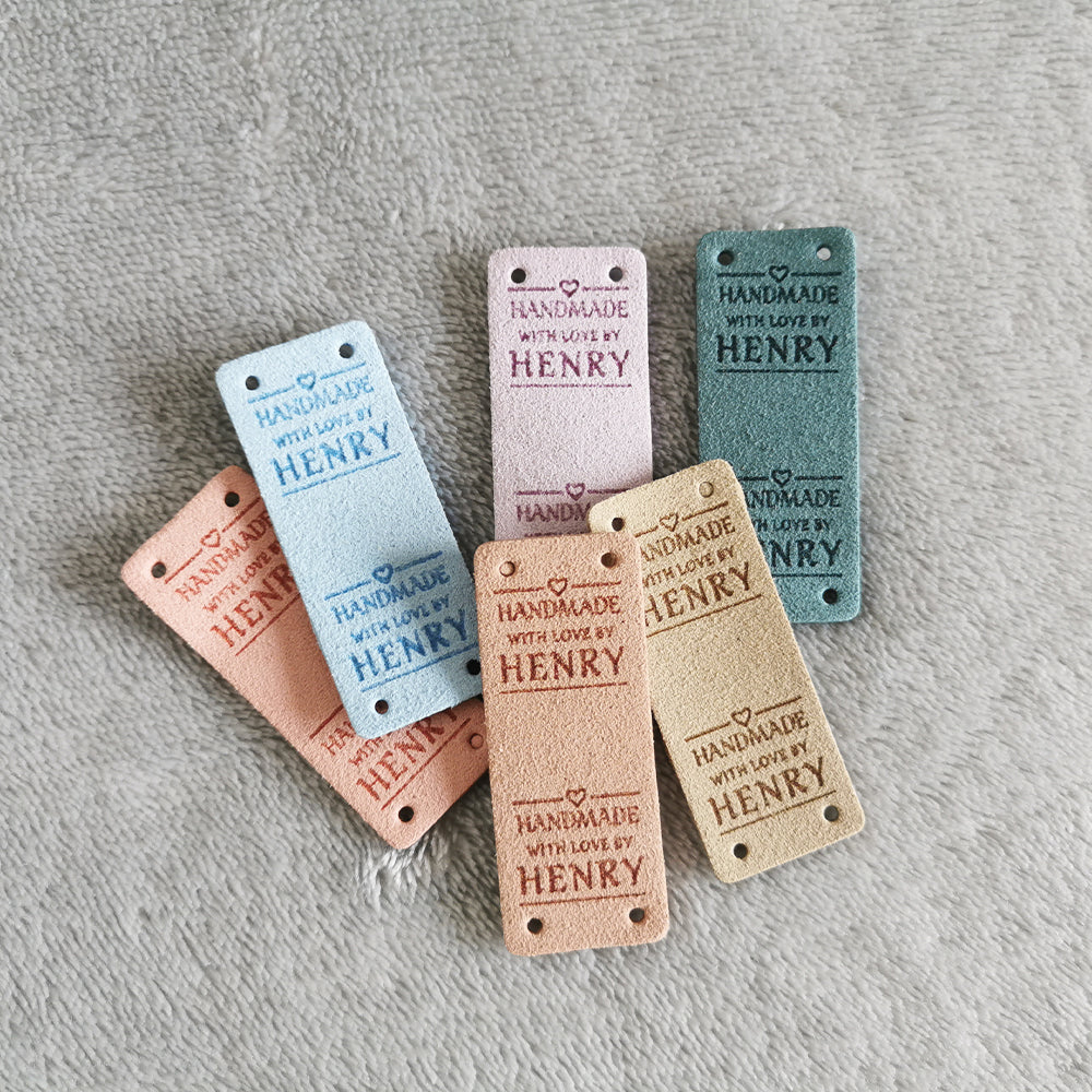 Personalised Rectangle Labels, Custom Microfiber Handmade Tags, Crochet Tags for Handmade Item, 48x20mm