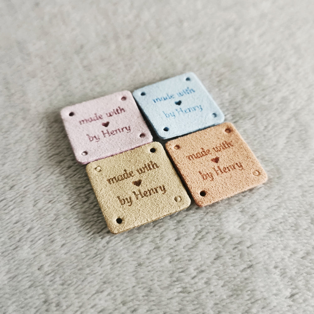 Personalised Square Labels, Custom Crochet Tag, Fabric Label for Handmade Item, 25x25mm