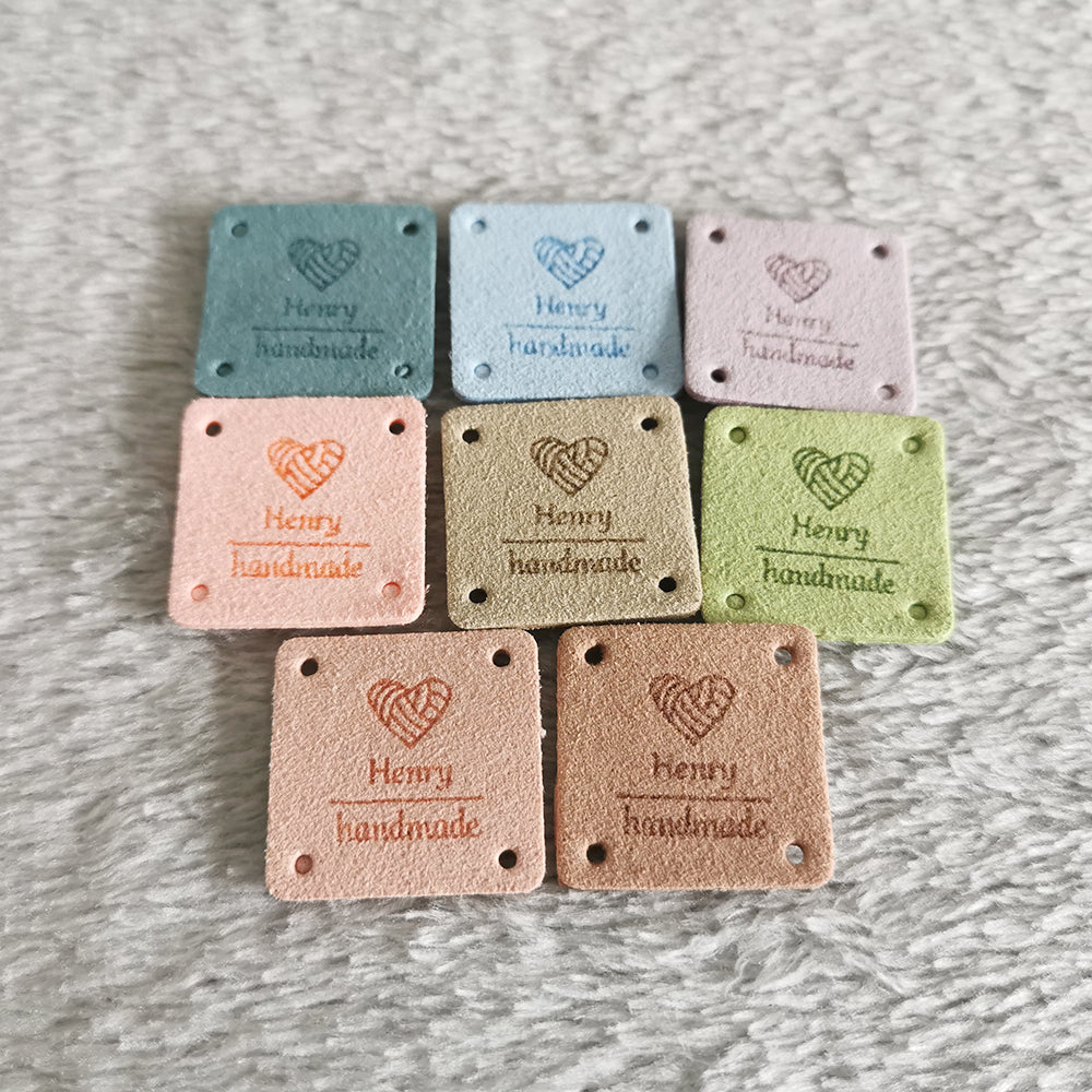 Personalised Square Labels, Custom Crochet Labels, Fabric Label for Handmade Item, 25x25mm