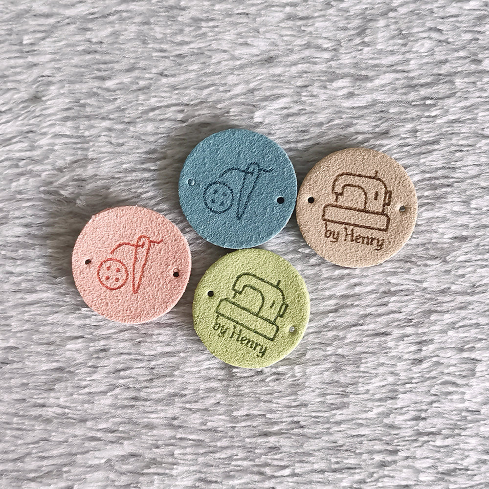 Personalised Logo Labels, Personalised Circle Labels, Custom Crochet Tag, Fabric Label for Handmade Item, 25x25mm