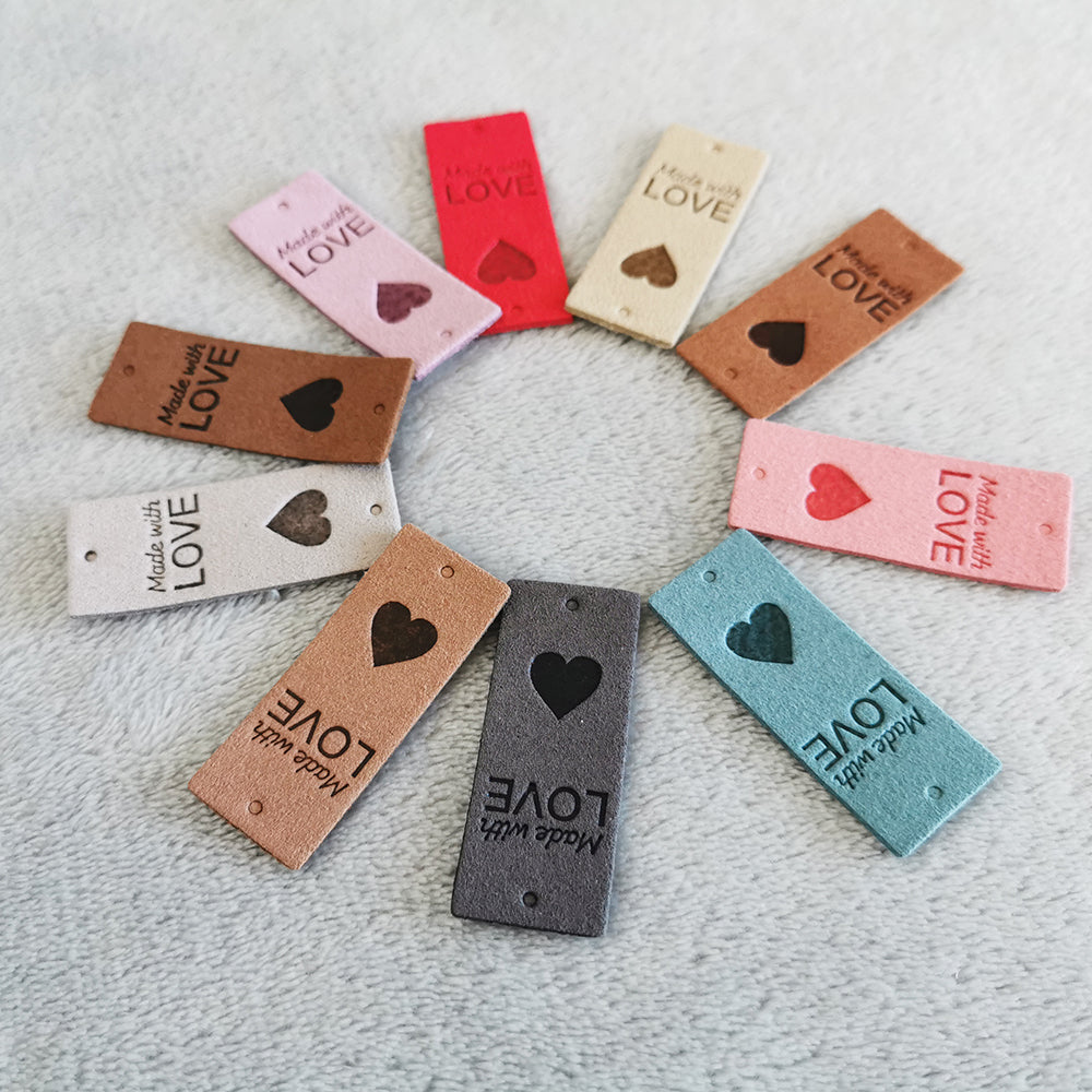 Handmade tag x10 pcs, Handmade product label, Fabric tag for handmand item, Tags for crochet, Crochet labels, Made with love