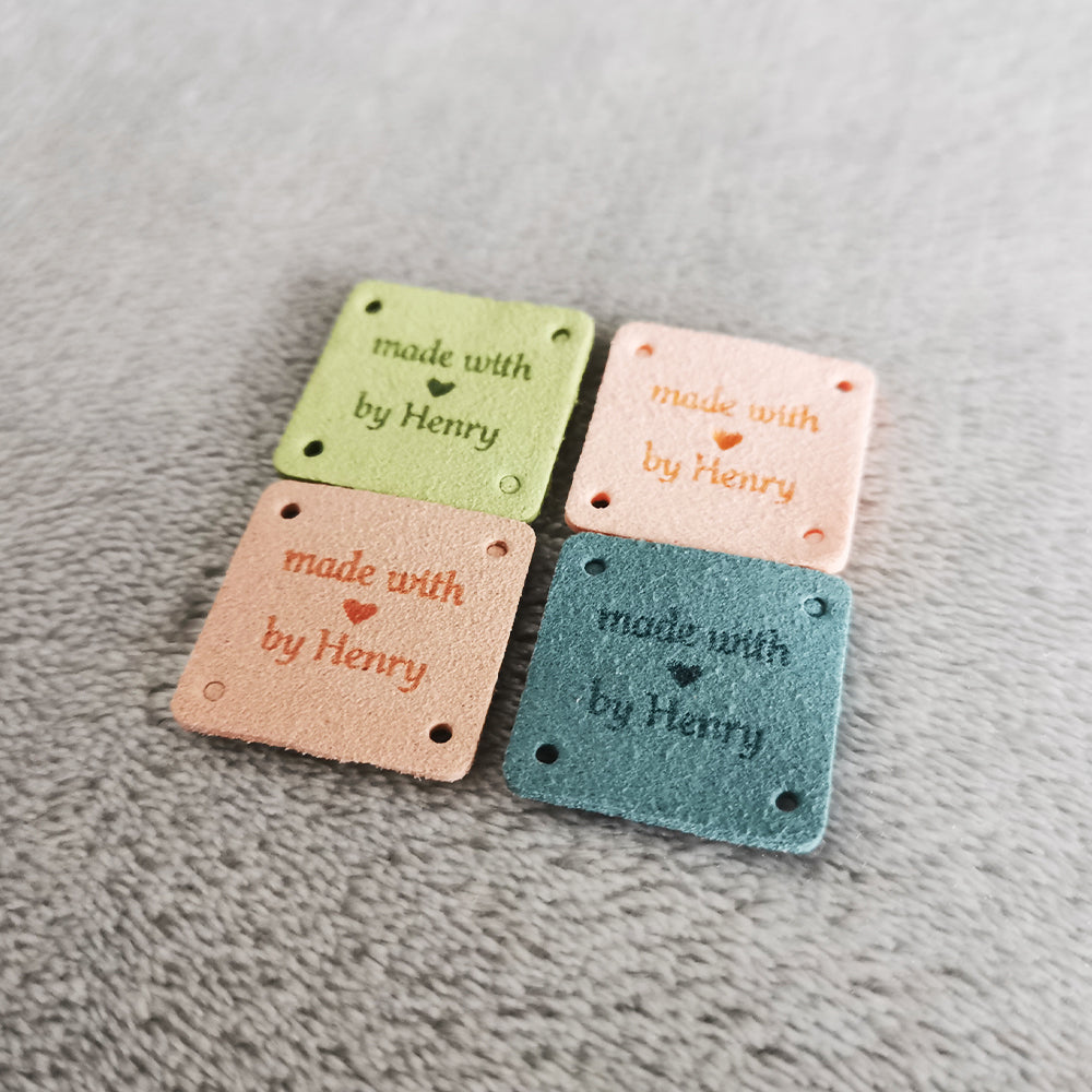 Personalised Square Labels, Custom Crochet Tag, Fabric Label for Handmade Item, 25x25mm