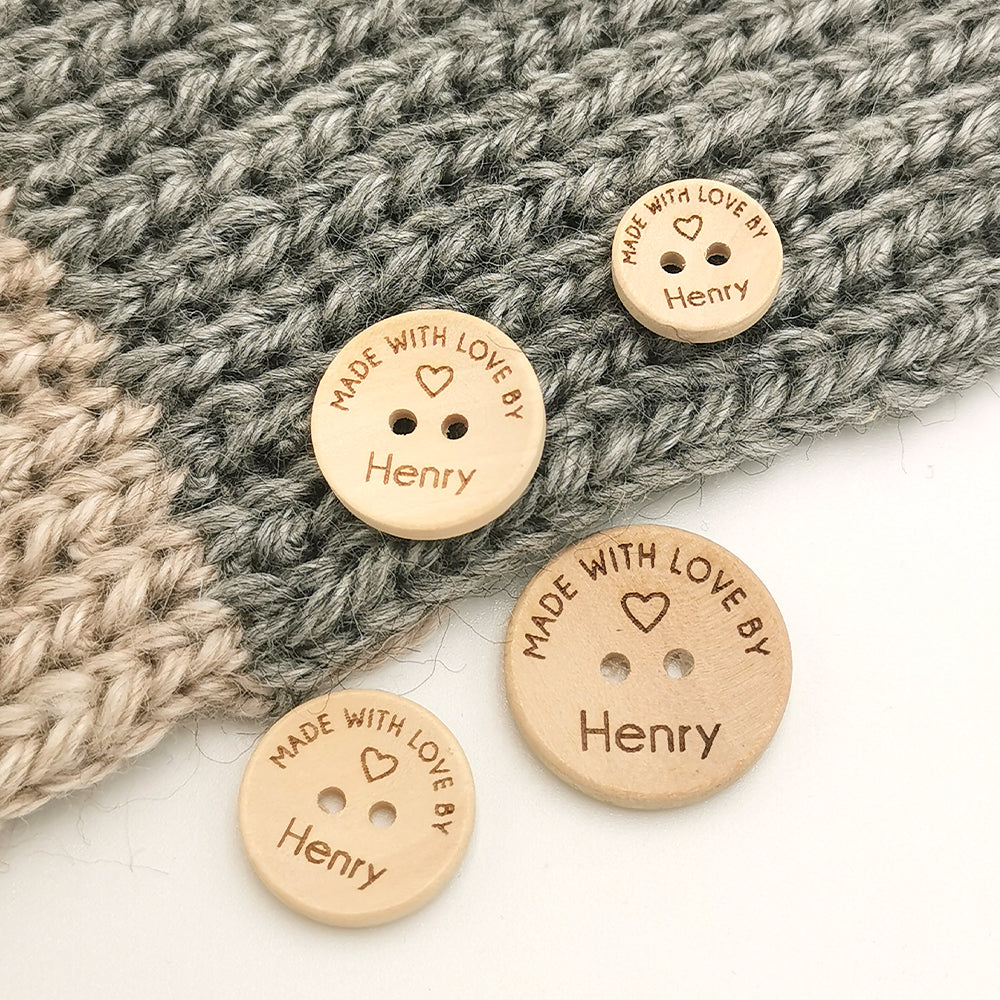Engraved Buttons for Crochet, Customized Wooden Buttons, Personalized Buttons for Handmade Knitting