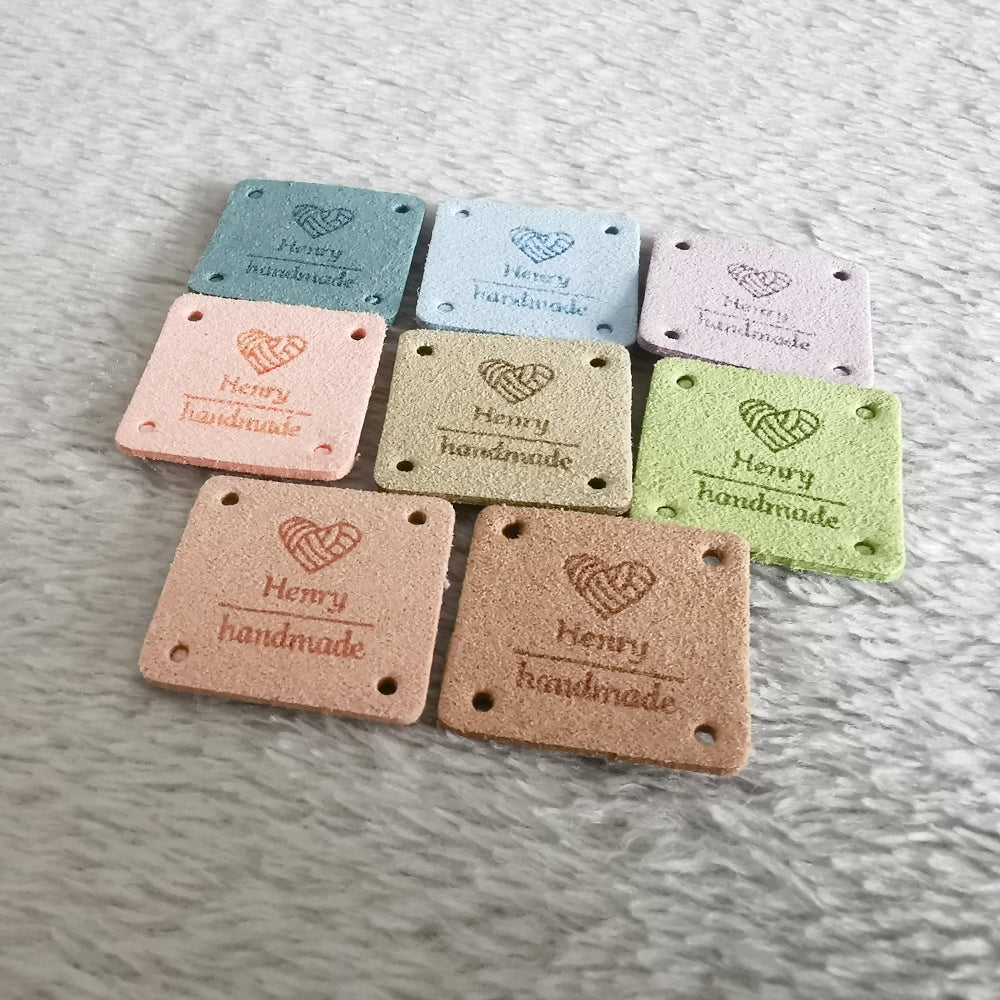 Personalised Square Labels, Custom Crochet Labels, Fabric Label for Handmade Item, 25x25mm
