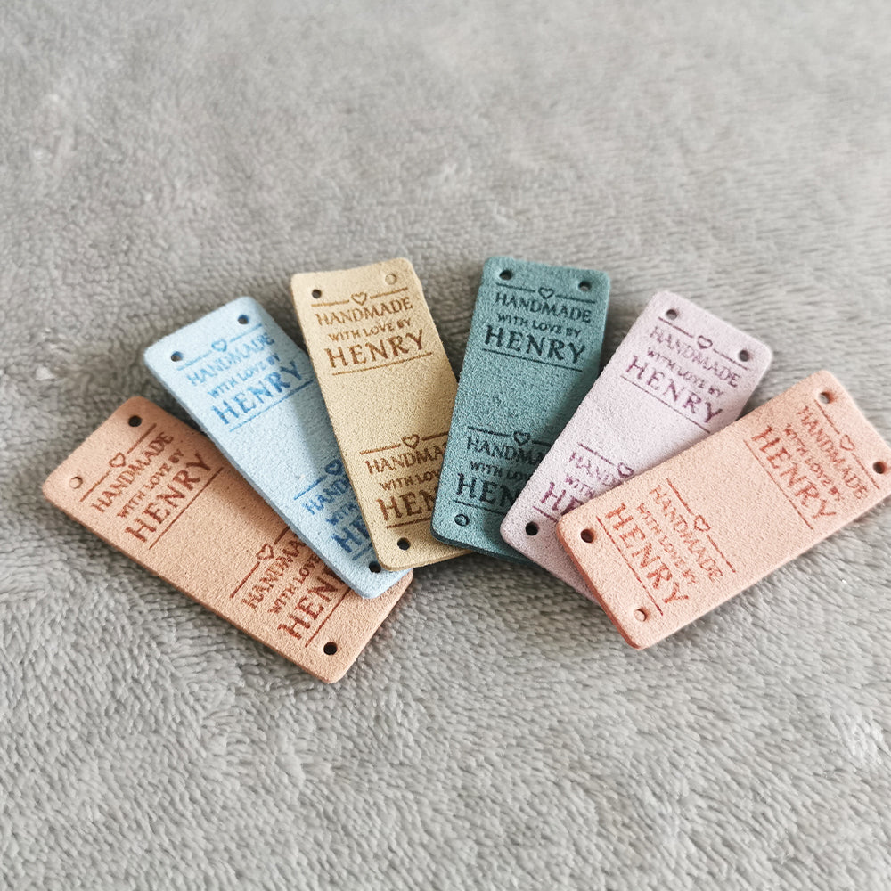 Personalised Rectangle Labels, Custom Microfiber Handmade Tags, Crochet Tags for Handmade Item, 48x20mm