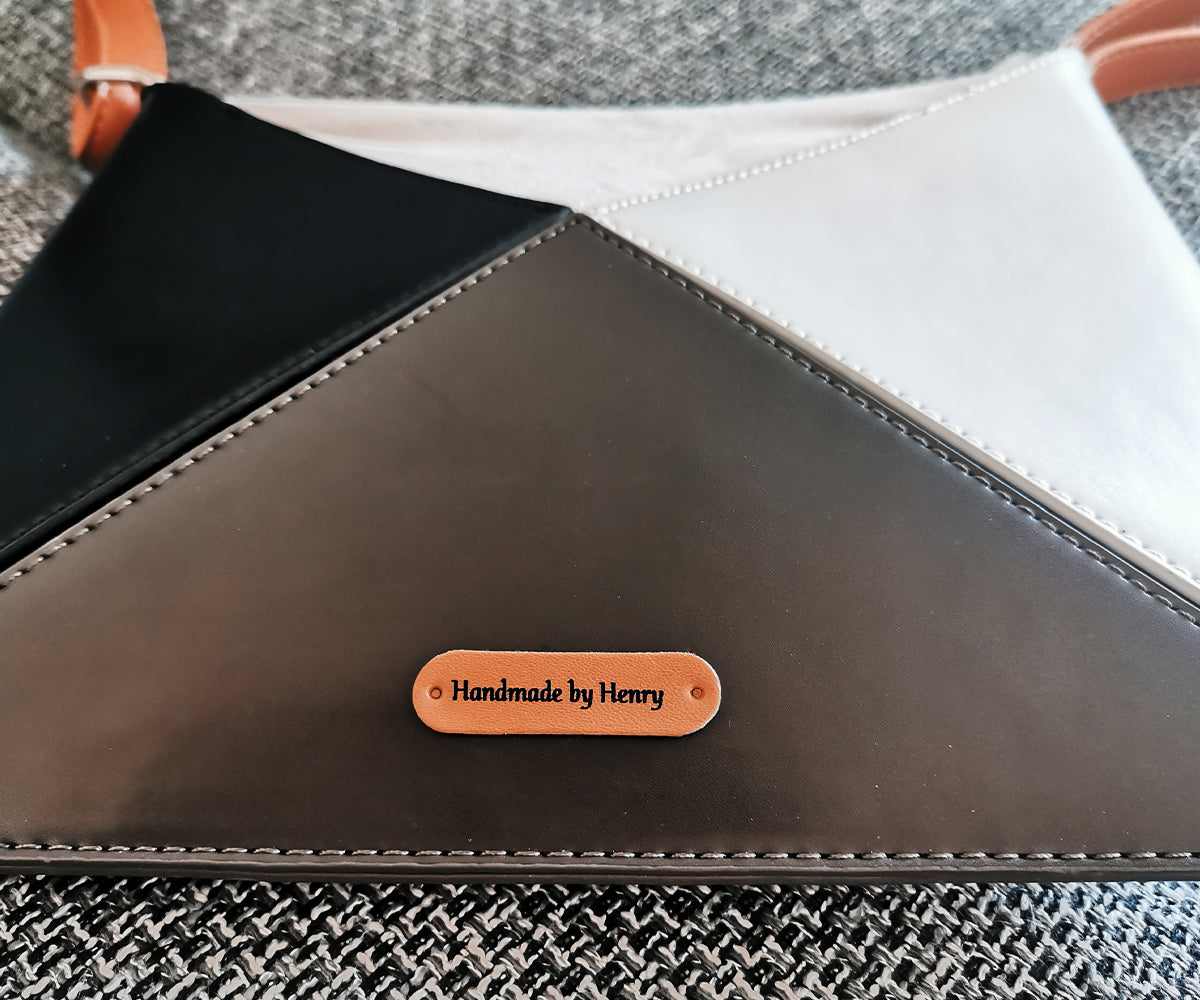 Personalised Crochet Tags, Custom Leather Handmade Label, Handmade Knitting Tags, 45x12mm