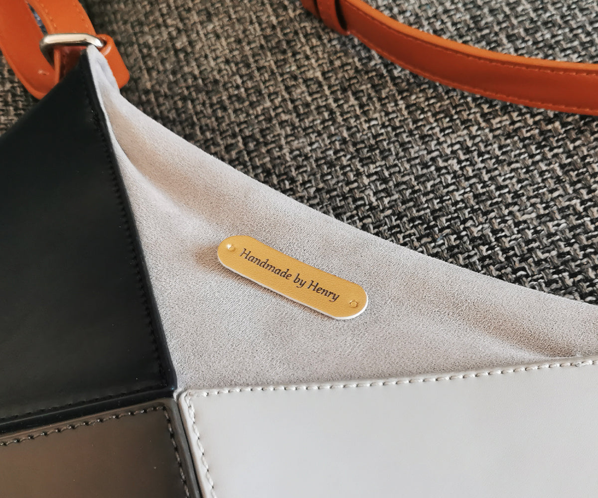 Personalised Crochet Tags, Custom Leather Handmade Label, Handmade Knitting Tags, 45x12mm