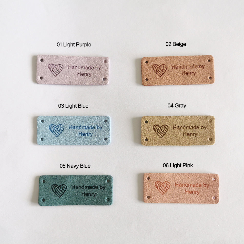 Personalised Crochet Tag, Custom Microfiber Handmade Label, Labels for Handmade Item, 48x20mm