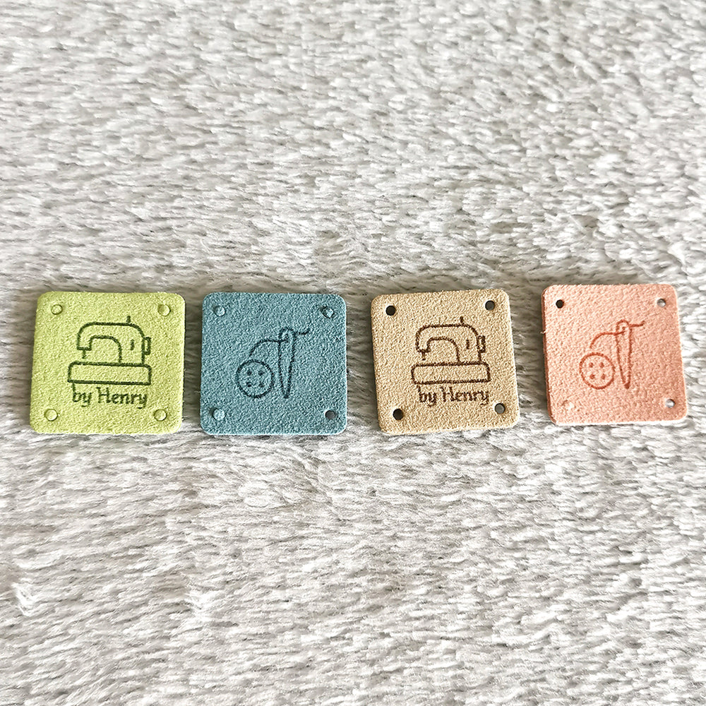 Personalised Logo Labels, Personalised Square Labels, Custom Crochet Labels, Fabric Label for Handmade Item, 25x25mm