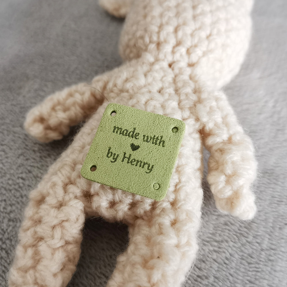 Personalised Square Labels, Custom Crochet Tag, Fabric Label for Handmade Item, 25x25mm