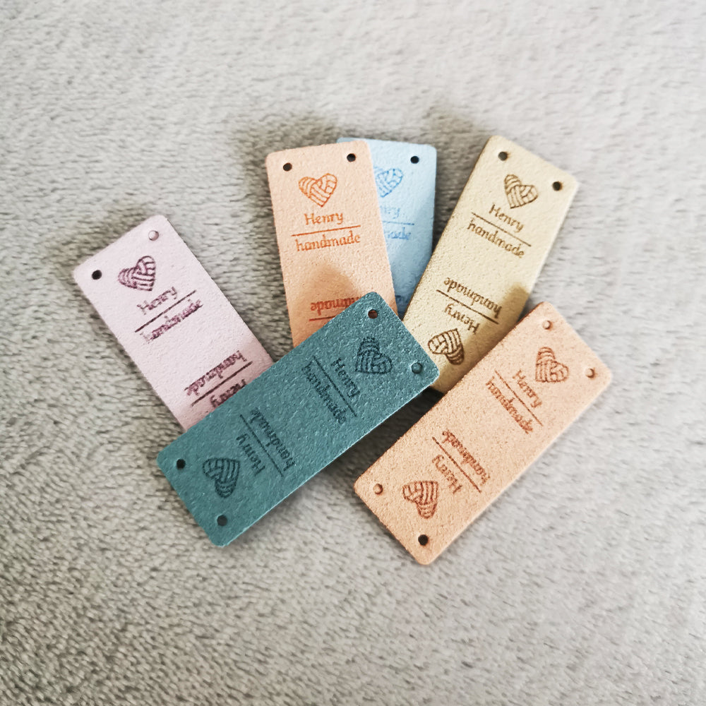 Personalised Rectangle Labels, Custom Microfiber Label, Label for Handmade Item, 48x20mm