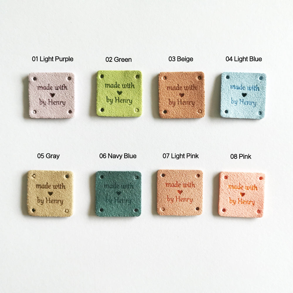 Personalised Square Labels, Custom Crochet Tag, Fabric Label for Handmade Item, 25x25mm