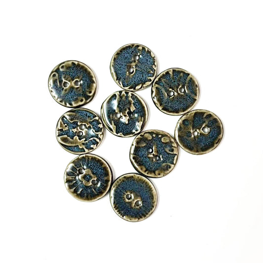 Handmade Ocean Ceramic Buttons – Set of 2 for Sewing, Knitting & Crochet - 20x20mm