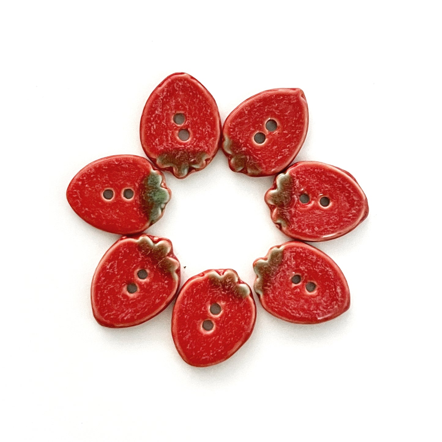Handmade Strawberry Ceramic Buttons – Set of 2 for Sewing, Knitting & Crochet - 16x20mm