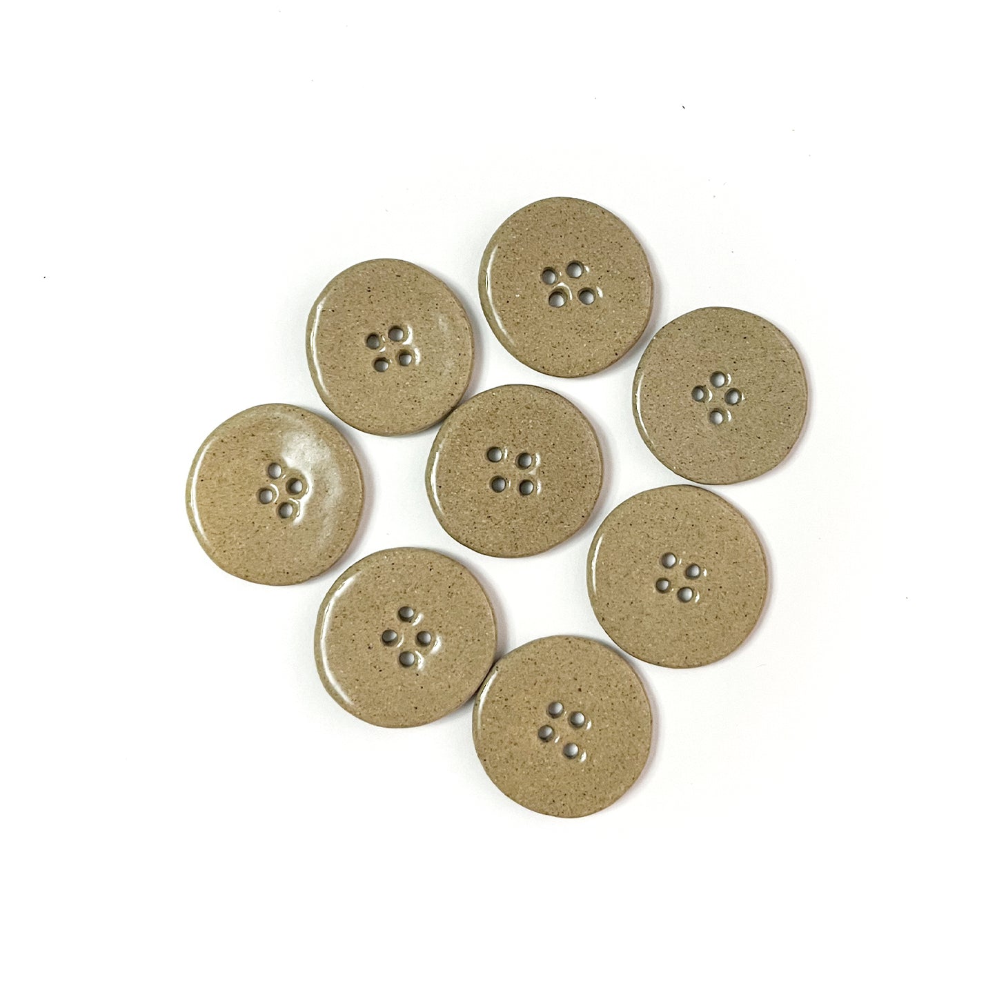 Handmade Plain Ceramic Buttons – Set of 2 for Sewing, Knitting & Crochet - 25x25mm
